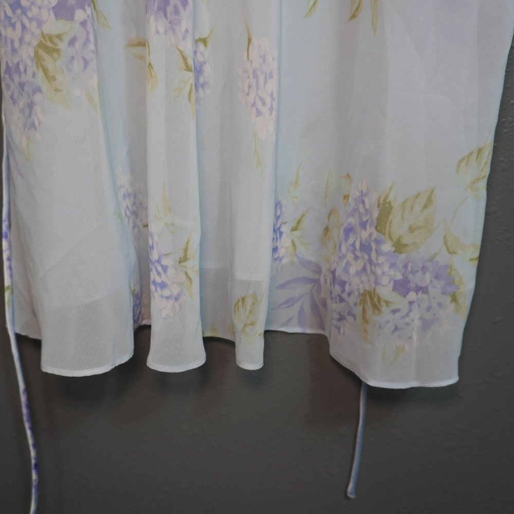 Secret Treasure Womens Light Blue Floral Sheer Silk Vintage Slip Size Large - Picture 2 of 8